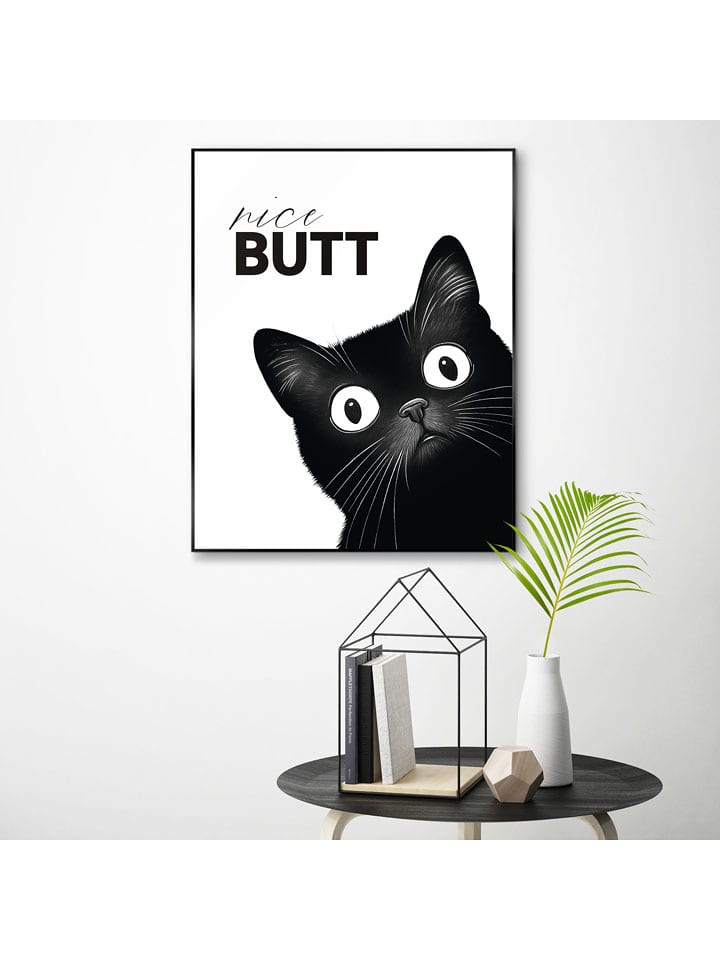 Orangewallz Druk artystyczny "Nice Cat" w ramce rozmiar: 40x50 cm