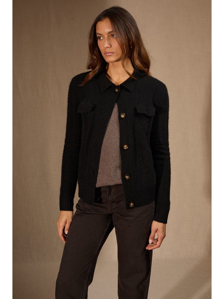 Perfect Cashmere Kaszmirowy kardigan "Friume" w kolorze czarnym rozmiar: L