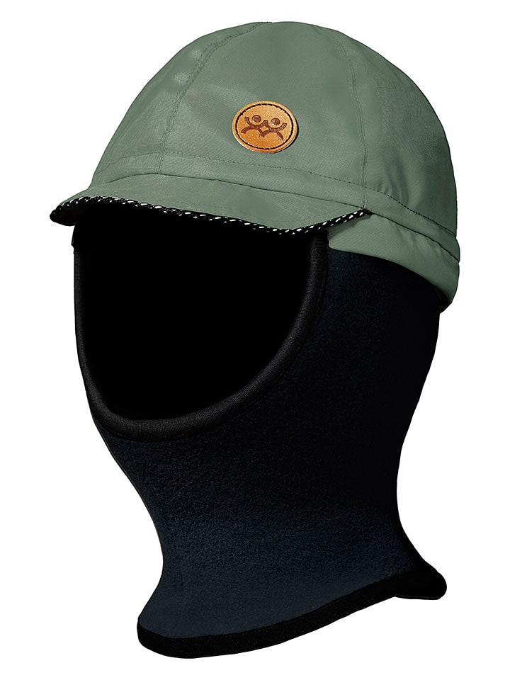 Wilma & Morris Czapka w kolorze zielono-czarnym z szalem rozmiar: 54-55 cm