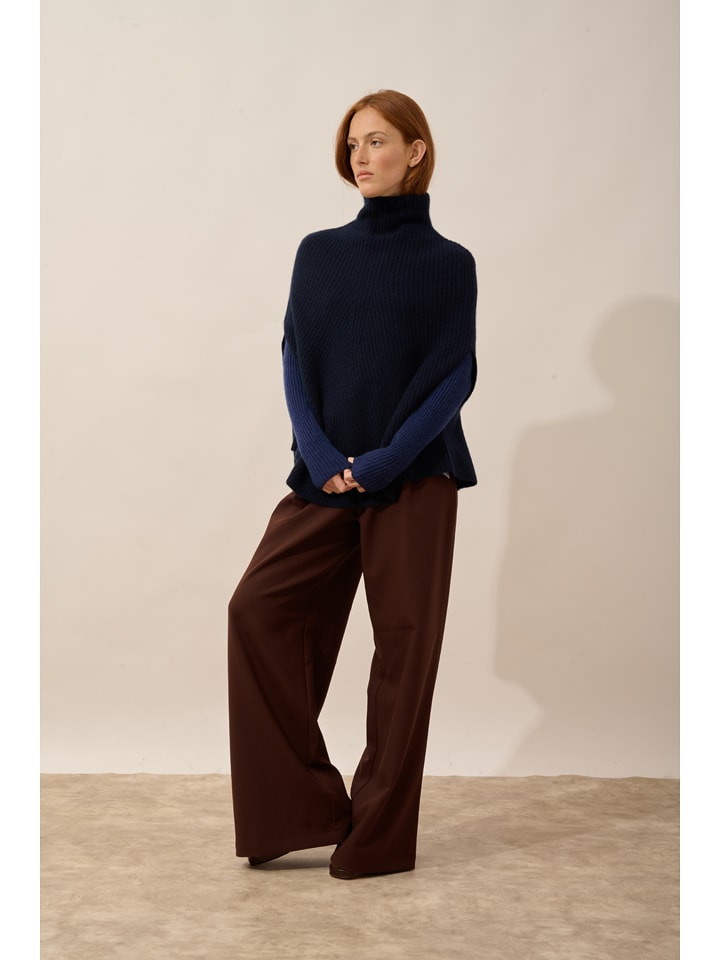 Just Cashmere Kaszmirowe ponczo "Huaraz" w kolorze granatowym rozmiar: L