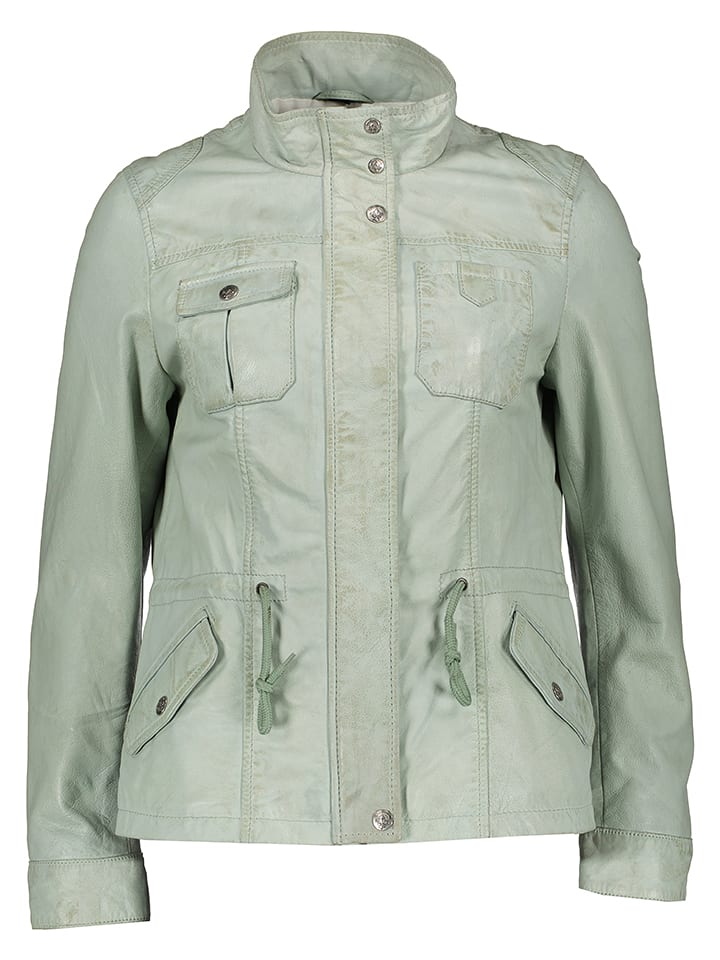 BLUE MONKEY Skórzana kurtka "Susanne" w kolorze jasnozielonym rozmiar: 36