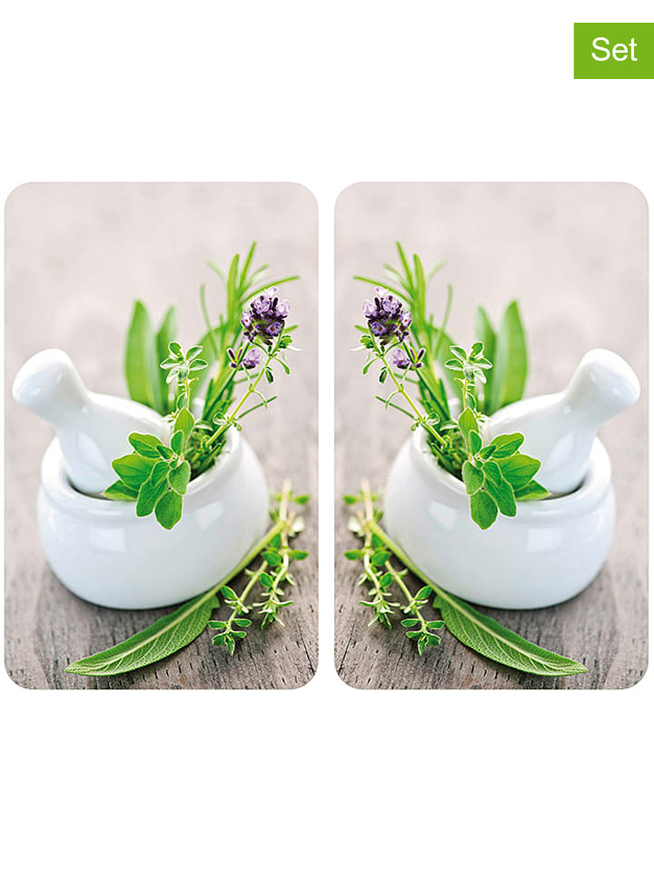 Wenko Płyty (2 szt.) w kolorze biało-zielonym na kuchenkę - 30 x 52 cm rozmiar: onesize