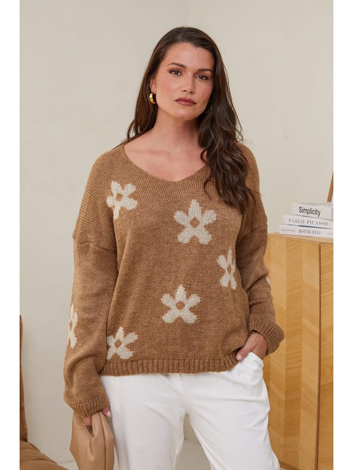 Curvy Lady Sweter w kolorze jasnobrązowym rozmiar: 48/50