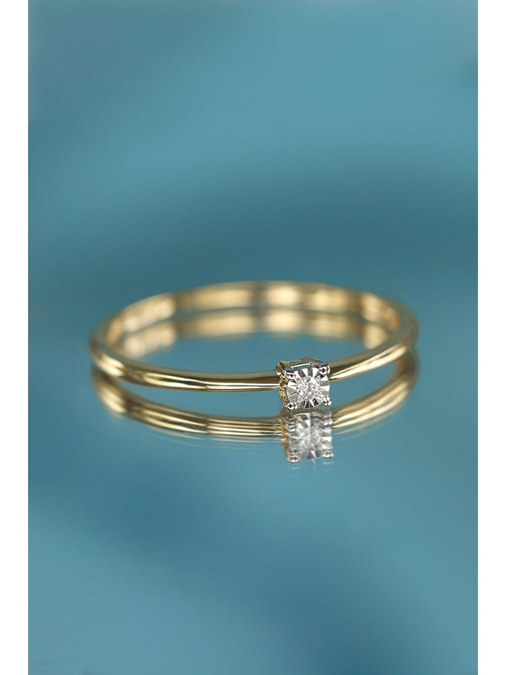 DIAMANTA Złoty pierścionek "Pure" z diamentem rozmiar: 54