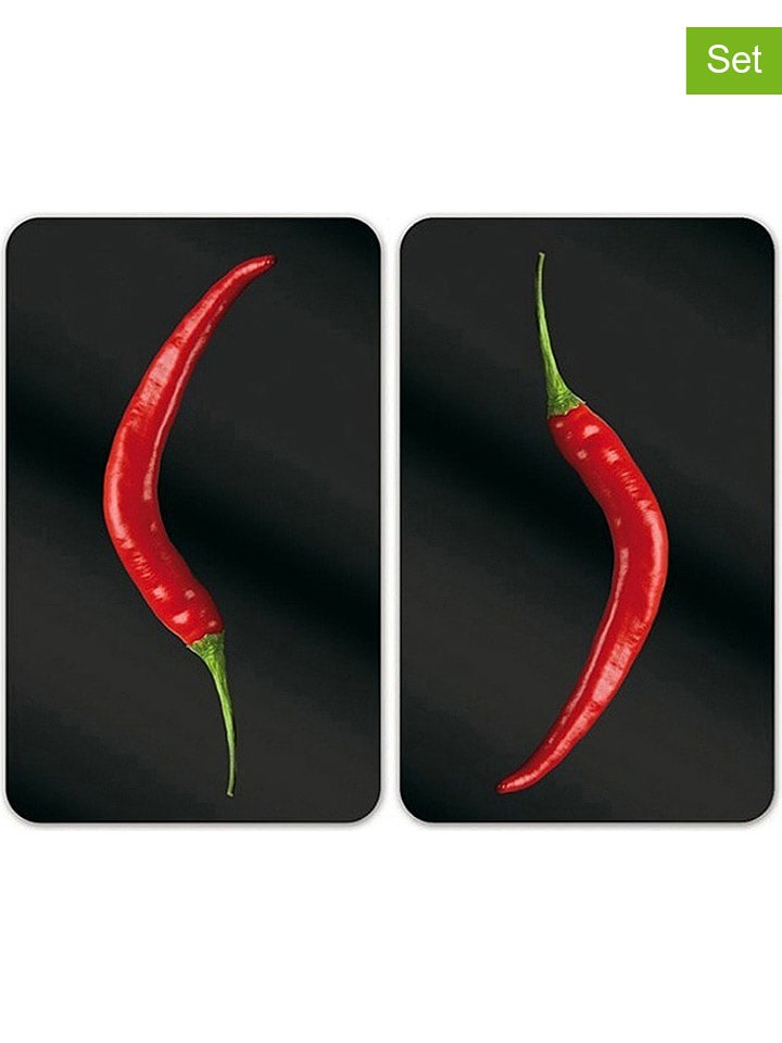 Wenko Płyty (2 szt.) w kolorze czarno-czerwonym na kuchenkę - 30 x 52 cm rozmiar: onesize