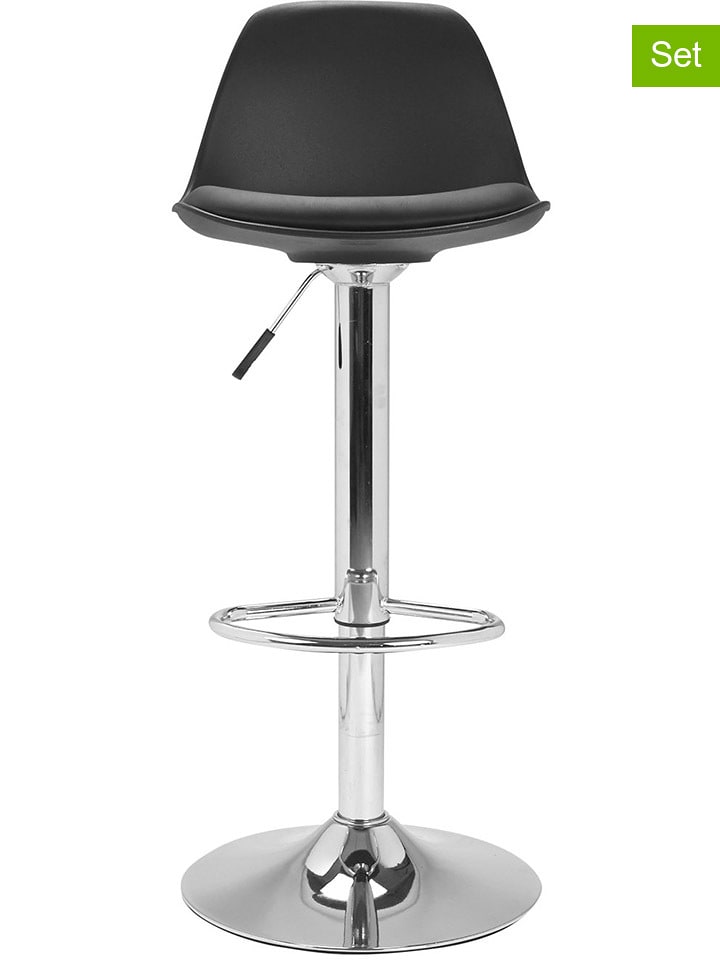 IDOMYA Factory Hockery barowe (2 szt.) "Karl" w kolorze srebrno-czarnym - 42 x 104 x 39 cm rozmiar: onesize