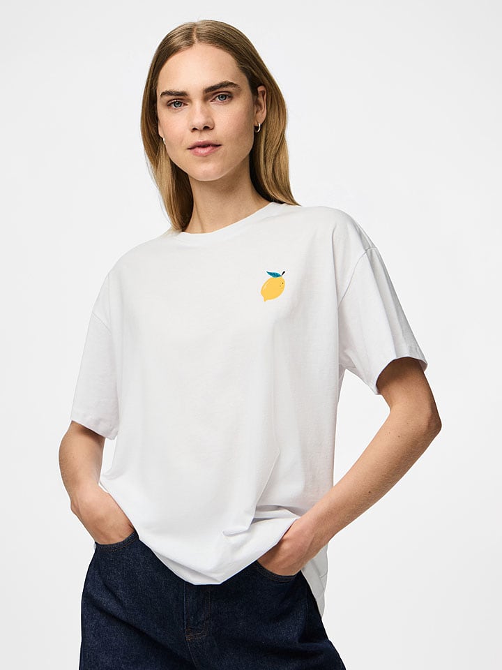 Pieces Koszulka "Alifi" w kolorze białym rozmiar: S