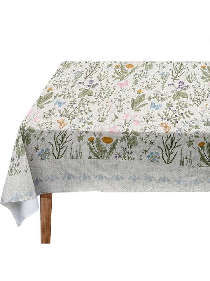 Madre Selva Obrus "Botanic Herbs" w kolorze beżowym ze wzorem - 250 x 140 cm rozmiar: onesize