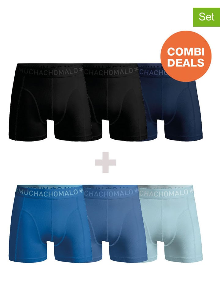 Muchachomalo Bokserki (6 par) w kolorze granatowym, czarnym i niebieskim rozmiar: 3XL