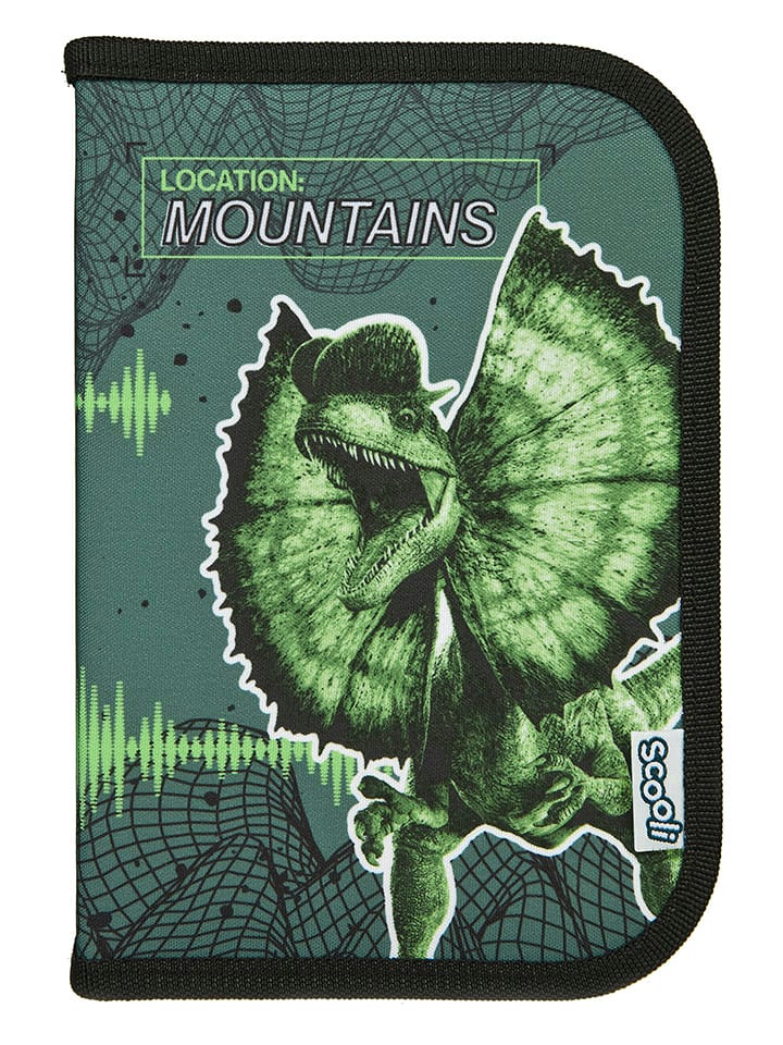 Jurassic World Piórnik "Jurassic World" w kolorze zielonym z akcesoriami - 14 x 20 x 3 cm rozmiar: onesize