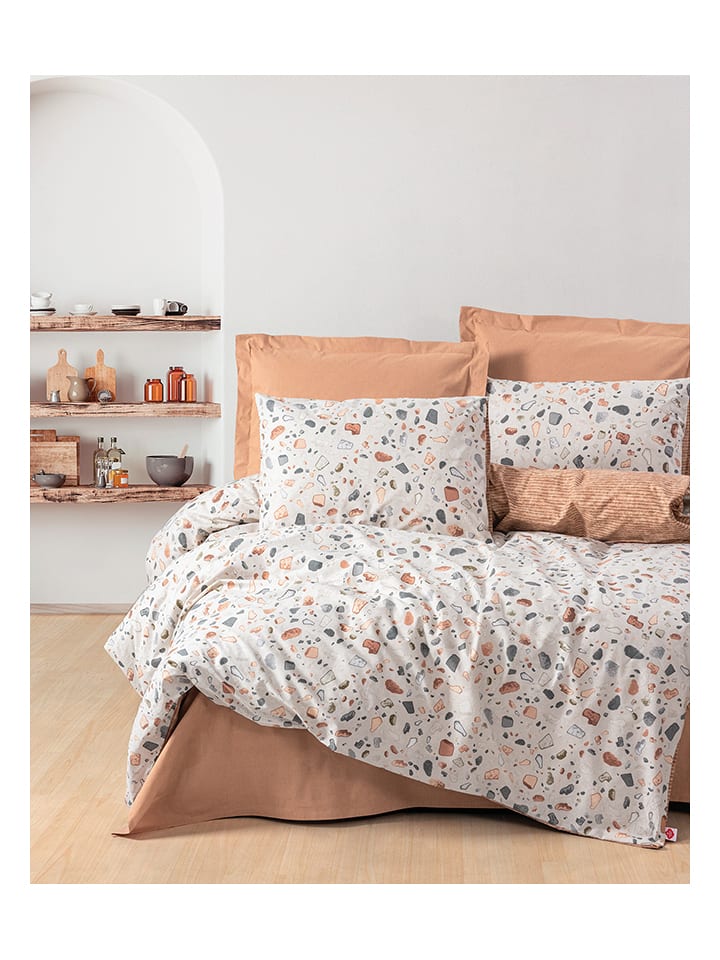 Elizabed Komplet pościeli renforcé w kolorze jasnobrązowo-białym rozmiar: 135x200 cm