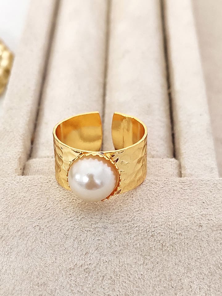 Nakkash Pozłacany pierścionek z syntetycznymi perłami ozdobnymi rozmiar: onesize