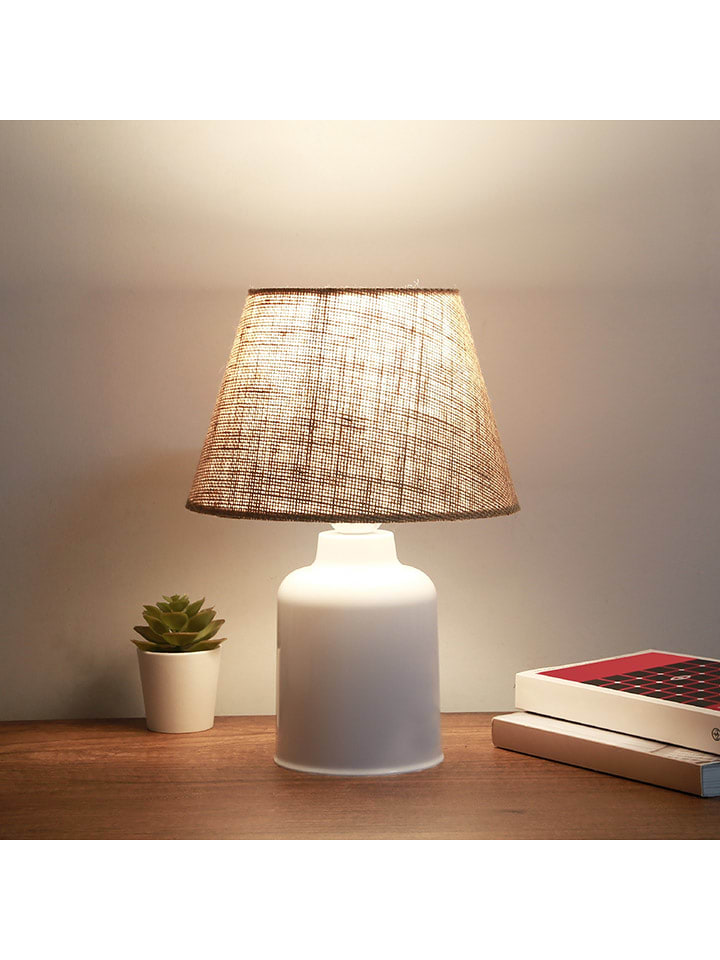 ABERTO DESIGN Lampa stołowa w kolorze jasnobrązowo-białym - wys. 31 x Ø 22 cm rozmiar: onesize