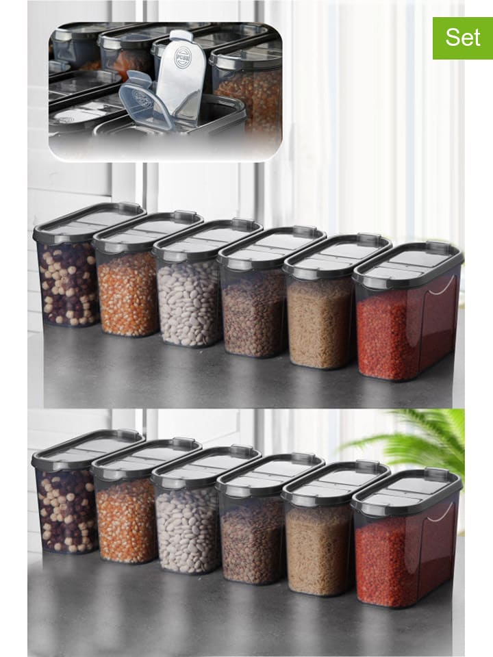 Hermia Pojemniki (12 szt.) w kolorze antracytowym - 19 x 12,5 x 9 cm rozmiar: onesize