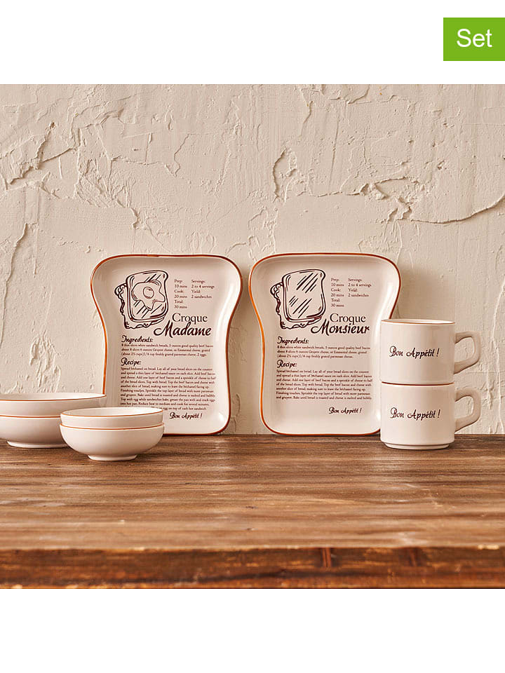 BELLA MAISON 8-częściowy zestaw śniadaniowy w kolorze kremowo-brązowym rozmiar: onesize