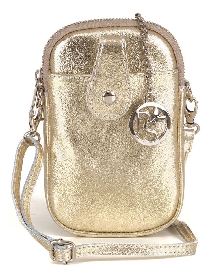 Pia Sassi Skórzana torebka "Serottini" w kolorze złotym na telefon - 11 x 19 x 2 cm rozmiar: onesize
