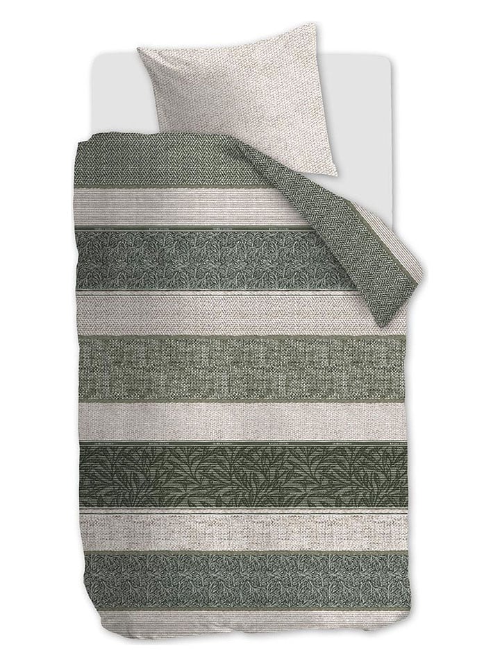 Rivièra Maison Komplet pościeli "Chester" w kolorze beżowo-zielonym rozmiar: 135x200 cm