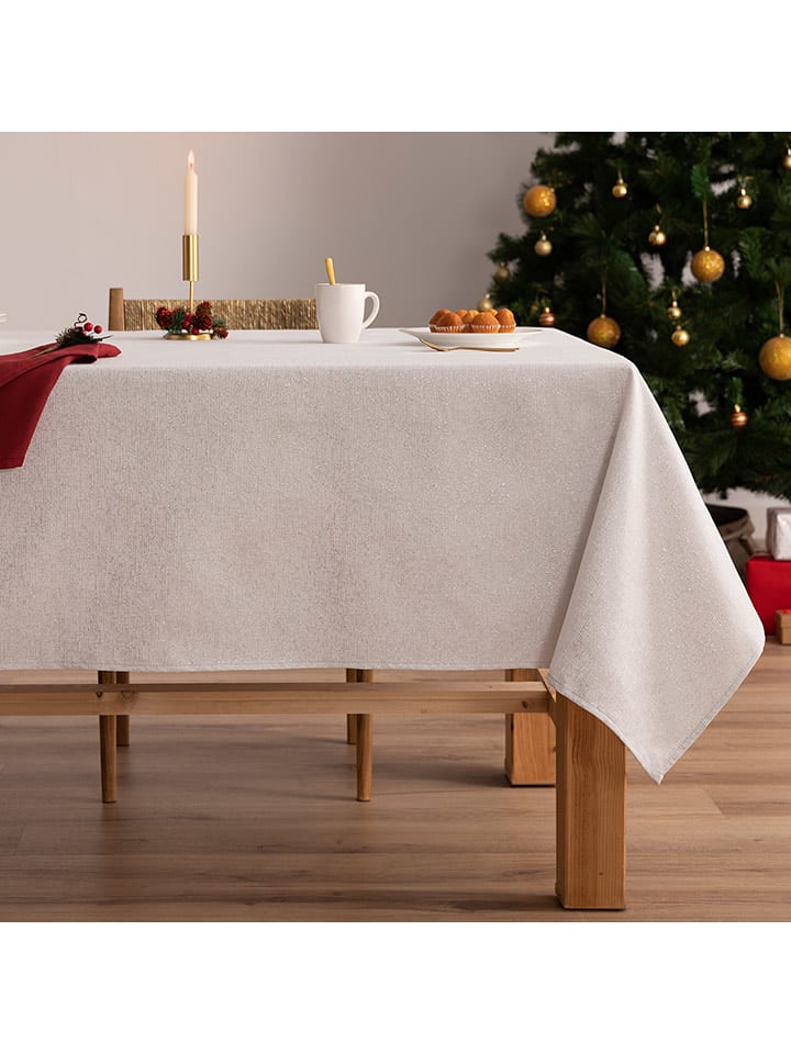 Mint Rugs Obrus "Christmas Blanche" w kolorze srebrno-kremowym rozmiar: 155x155 cm