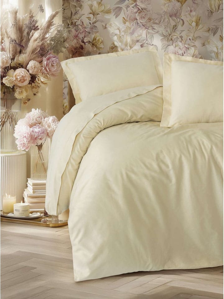 Mijolnir Komplet pościeli satynowej "Elegant" w kolorze kremowym rozmiar: 135x200 cm