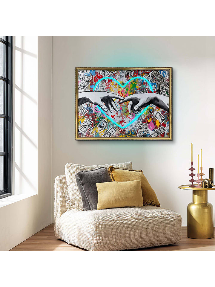 Orangewallz Druk artystyczny LED "Creation Hands" rozmiar: 60x80 cm