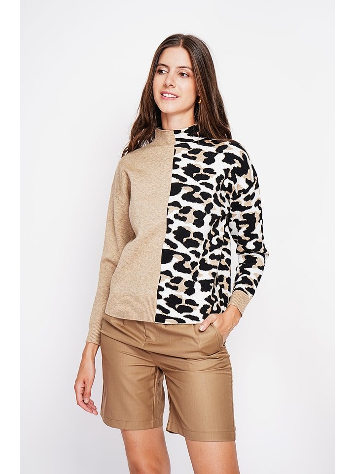 ASSUILI Sweter w kolorze czarno-beżowo-białym rozmiar: 36