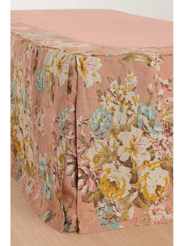 Ellos Home Lniana falbana "Candice" w kolorze jasnoróżowym na łóżko rozmiar: 180x200 cm