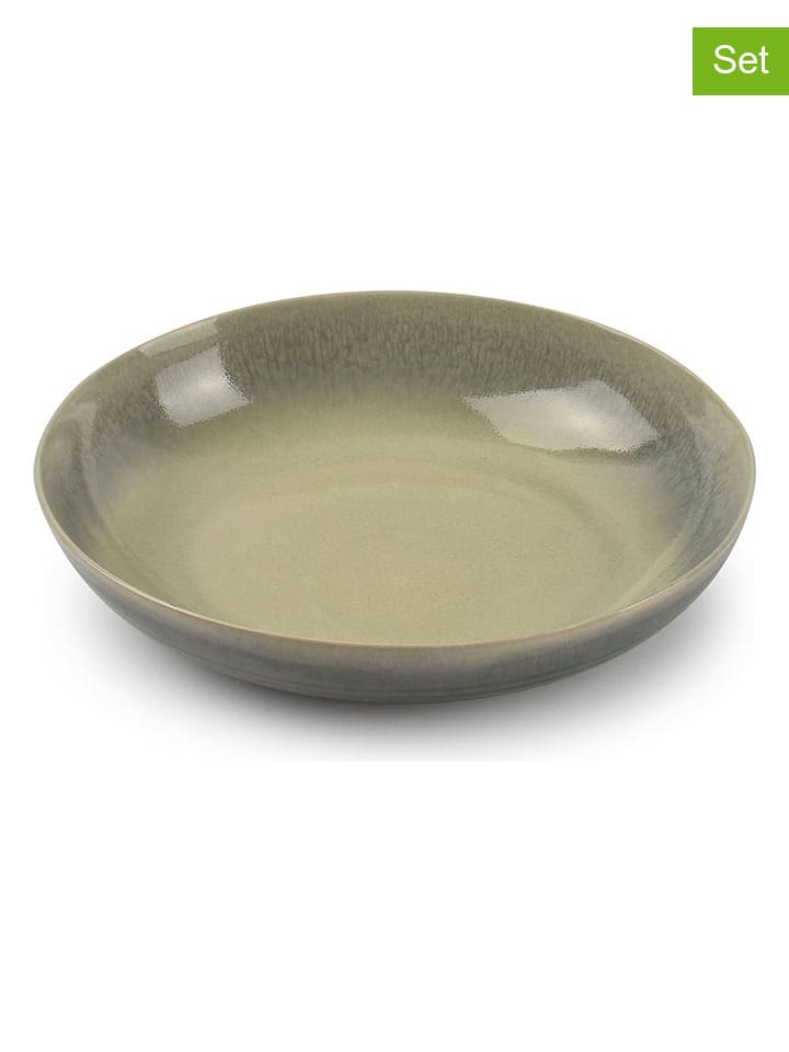 Salt and Pepper Talerze głębokie (4 szt.) "Flint" w kolorze zielono-szarym - Ø 19 cm rozmiar: onesize