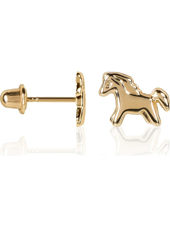 OR ÉCLAT Złote kolczyki-wkrętki "Poney doré" rozmiar: onesize