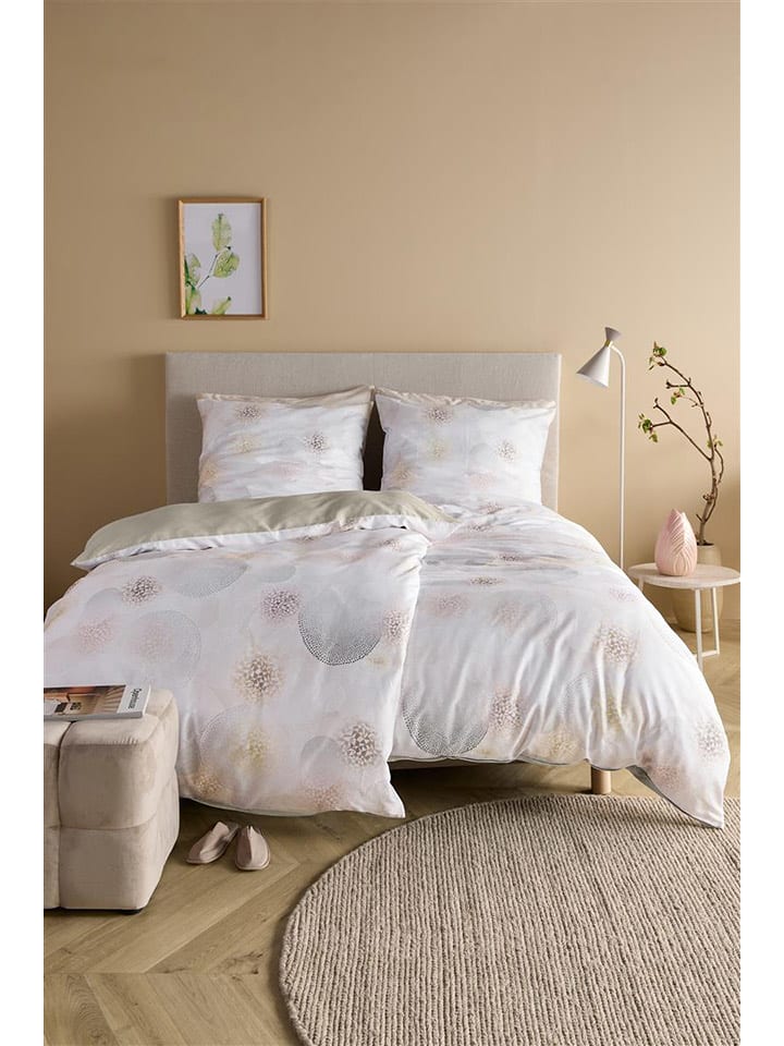 Beddinghouse Komplet pościeli satynowej "Jorg" w kolorze biało-szarym rozmiar: 135x200 cm