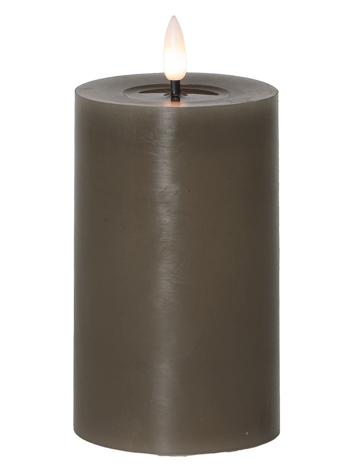 STAR Trading Świeca woskowa LED w kolorze szarobrązowym - wys. 15 cm rozmiar: onesize