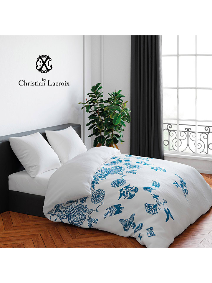 CXL by Christian Lacroix Komplet pościeli satynowej w kolorze biało-błękitnym rozmiar: 250x200 cm