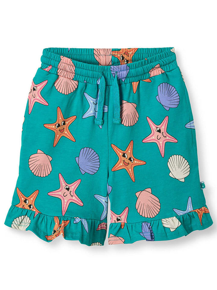 Småfolk Szorty "Seesterne" w kolorze turkusowym ze wzorem rozmiar: 86/92