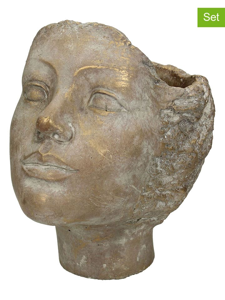 Kersten Doniczki (2 szt.) "Face" w kolorze złotym - wys. 15 x Ø 19 cm rozmiar: onesize