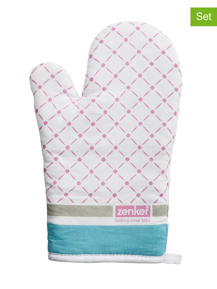 Zenker Rękawica kuchenna w kolorze biało-jasnoróżowym - 28 x 18 cm rozmiar: onesize