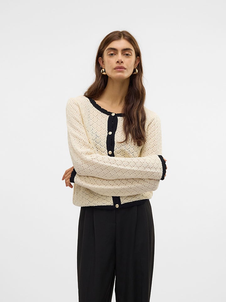 Vero Moda Kardigan w kolorze beżowo-czarnym rozmiar: M