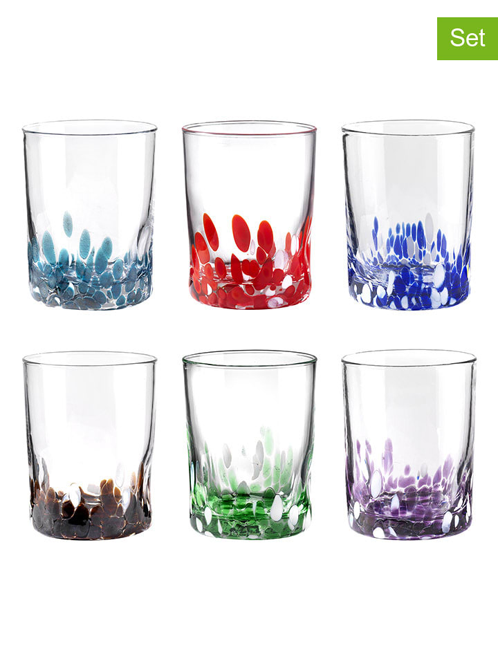 Onlylux Szklanki (6 szt.) "Banderoles" ze wzorem - wys. 10 cm rozmiar: onesize