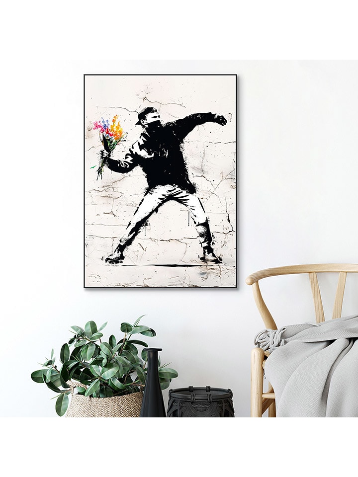 Orangewallz Druk artystyczny "Flowers Up" w ramce rozmiar: 50x70 cm