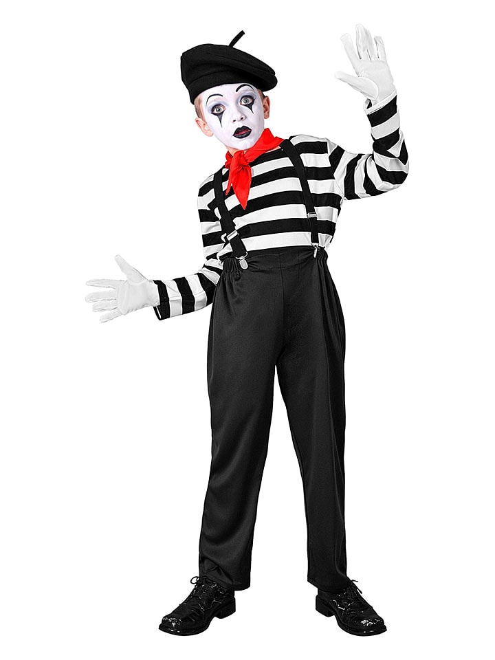 Carnival Party 6-częściowy kostium "Pantomime" w kolorze czarno-biało-czerwonym rozmiar: 128