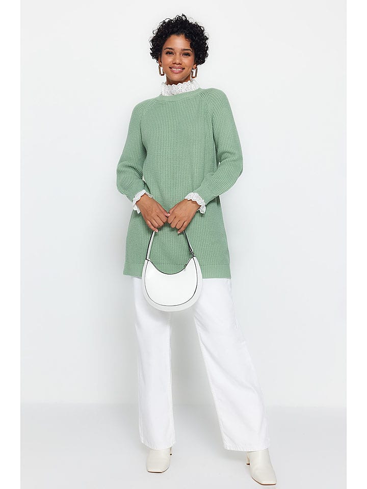 trendyol Sweter w kolorze zielonym rozmiar: L
