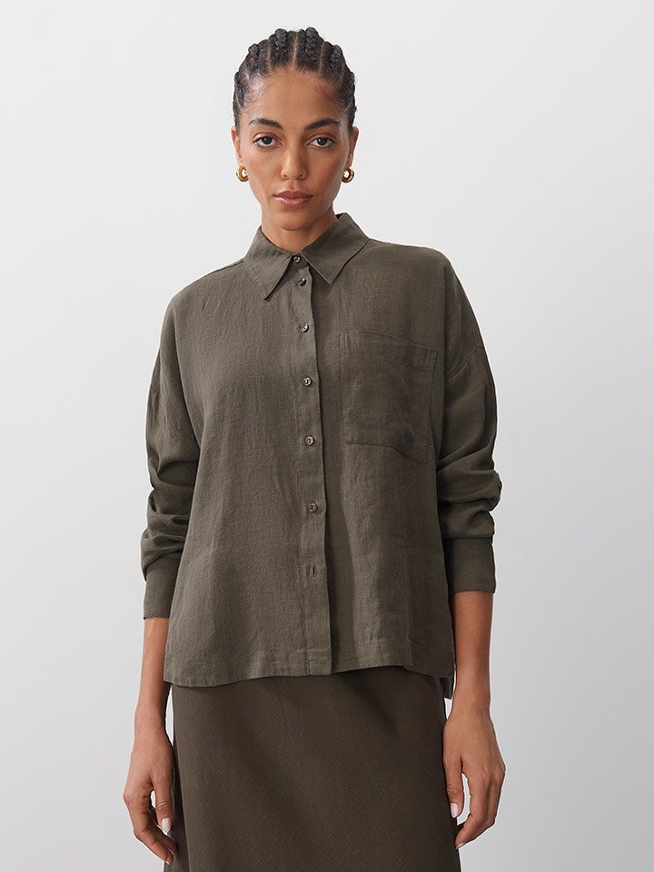 Someday Lniana koszula w kolorze khaki rozmiar: M