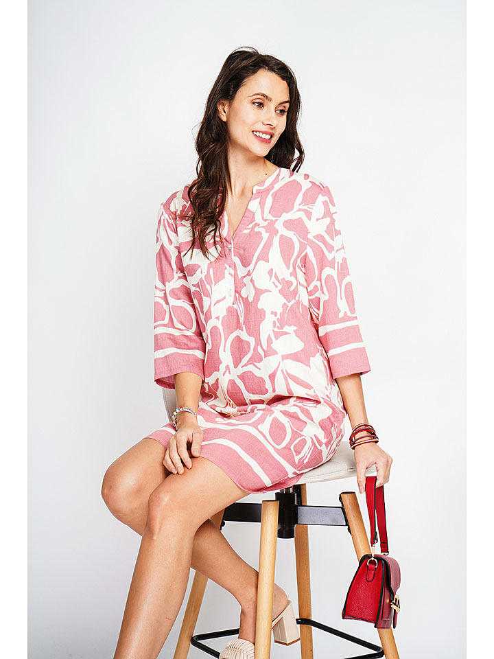 Le Jardin du Lin Sukienka w kolorze biało-jasnoróżowym rozmiar: 36