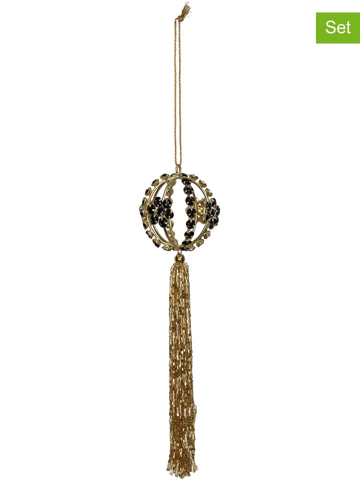 Kersten Zawieszki dekoracyjne (4 szt.) w kolorze czarno-złotym - 23 x Ø 6 cm rozmiar: onesize