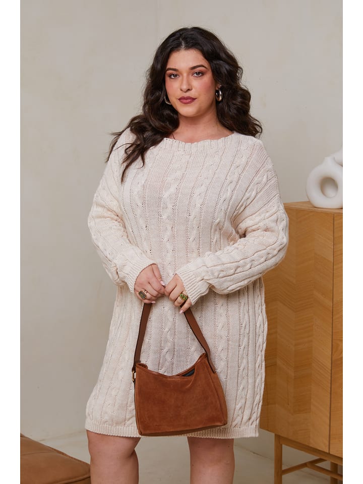 Curvy Lady Sukienka dzianinowa w kolorze beżowym rozmiar: 44/46