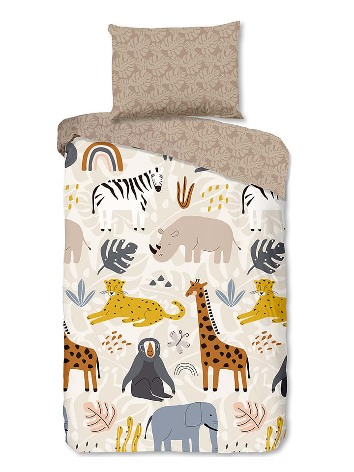 Good Morning Komplet pościeli flanelowej "Jungle" ze wzorem rozmiar: 140x220 cm