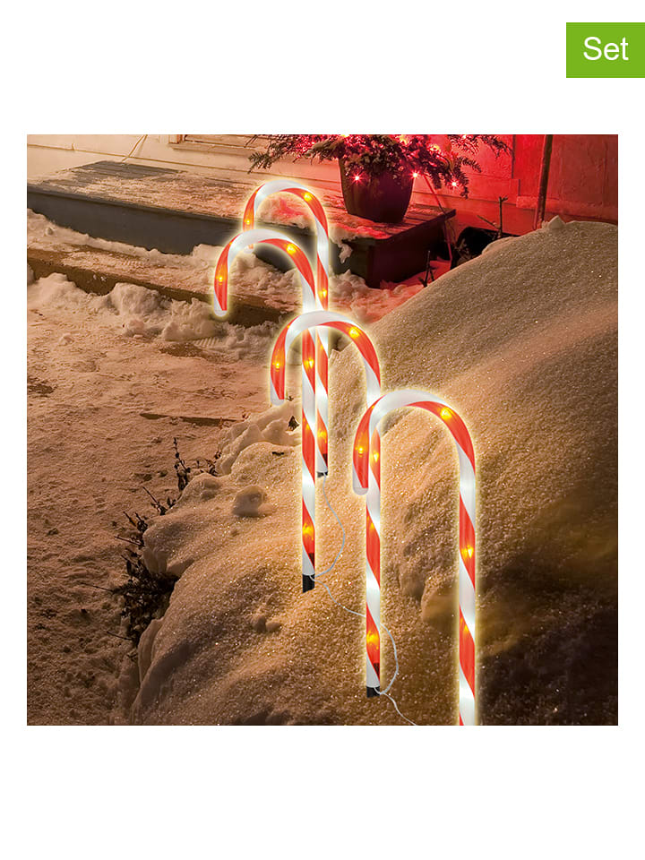 Profiline Lampy ogrodowe LED (4 szt.) w kolorze czerwono-białym - wys. 44 cm rozmiar: onesize