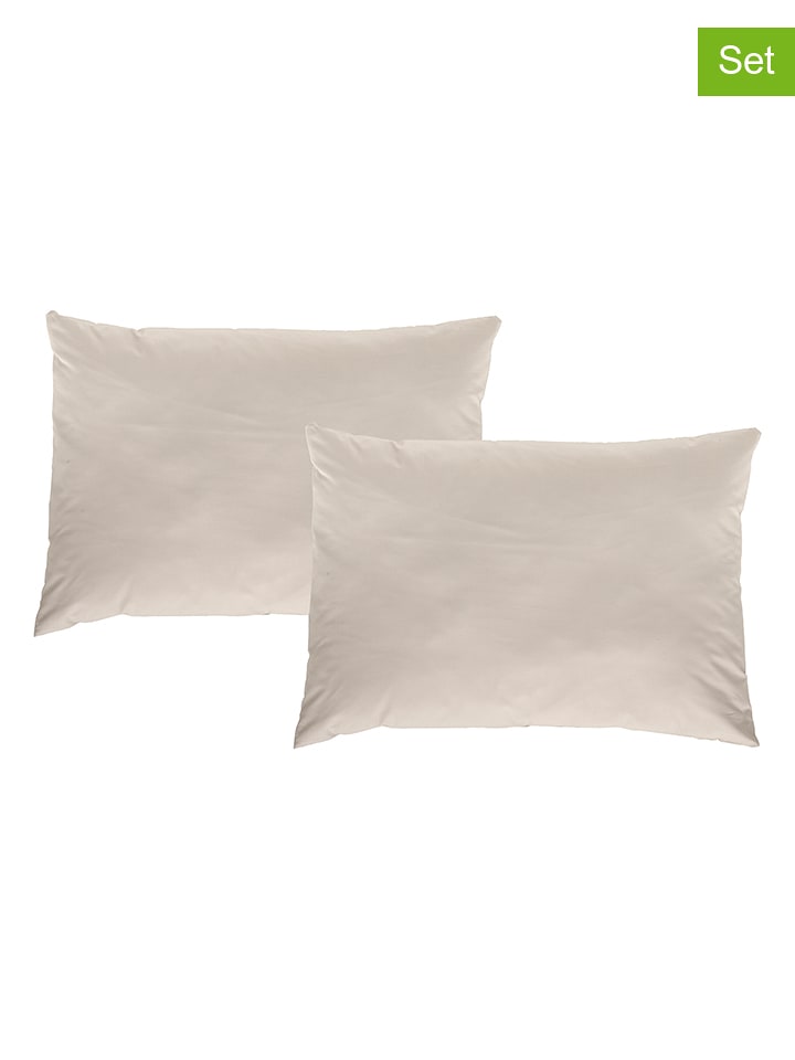 ethere Perkalowe poszewki (2 szt.) w kolorze beżowym na poduszkę rozmiar: 50x90 cm