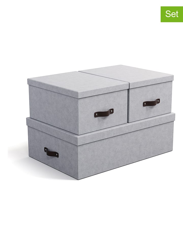 BigsoBox Pudełka (3 szt.) "Inge" w kolorze jasnoszarym rozmiar: onesize