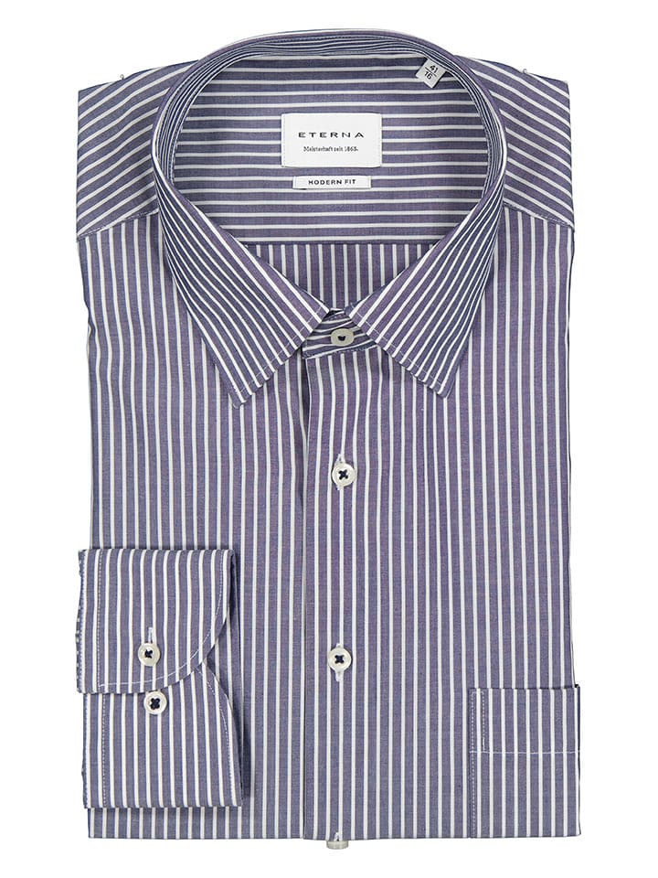 Eterna Koszula - Modern fit - w kolorze granatowo-białym rozmiar: 40