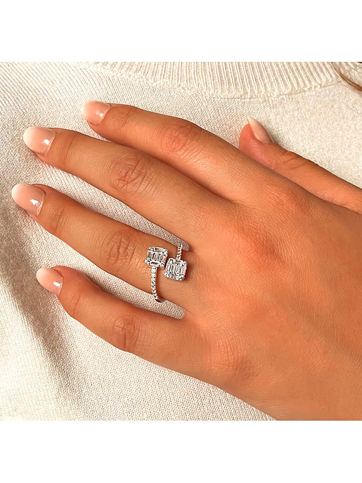 Les Petites Précieuses Srebrny pierścionek z cyrkoniami rozmiar: 60