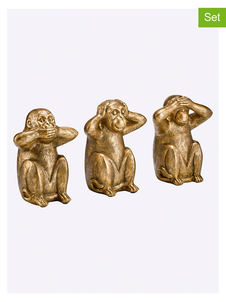 heine home Figurki dekoracyjne (3 szt.) w kolorze złotym - 18 x 23 x 14,5 cm rozmiar: onesize
